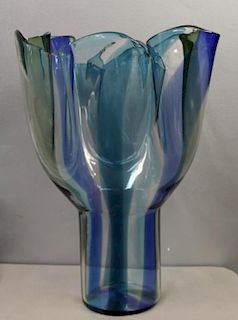 Timo Sorpaneva Large Signed  Art Glass Vase.