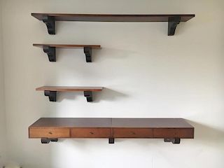 Harvey Probber; Directional Wall Mounted Shelves.