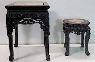 2 Antique Chinese Hardwood and Marbletop