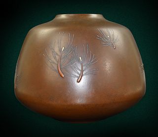 Japanese Bronze Mixed Metal Jar ,Meiji Period