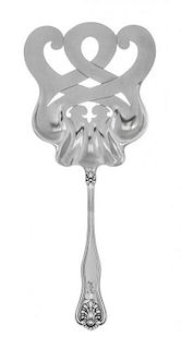 An American Silver Asparagus Server, Dominick & Haff, New York, NY, Circa 1910, Alexandra pattern, handle terminal engraved with