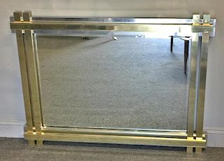 Paul Evans Style Brass and Chrome Frame Mirror.