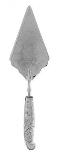 A Silver Cake Server, 20th Century, with Italian silver-plate blade