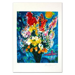 Marc Chagall (1887-1985), "Le Bouquet Illuminant Le Ciel" Limited Edition Lithograph with Certificate of Authenticity.