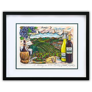 Charles Fazzino- 3D Construction Silkscreen Serigraph "A Tasting in Wine Country"