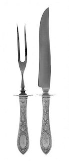 An American Silver Two-Piece Carving Set, Whiting Mfg. Co., New York, NY, Early 20th Century, Adam pattern, comprising a carving
