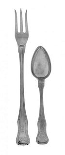 A Set of American Silver Flatware Articles, S. Kirk & Sons, Baltimore, MD, Mid 19th Century, King pattern, engraved with crest a