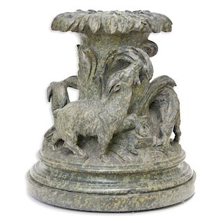 A Carved Marble Stand With Goats. Signed by G. Gardet.