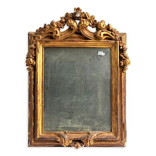 A French Mirror in a Wooden Golden Frame, 18th Cent.