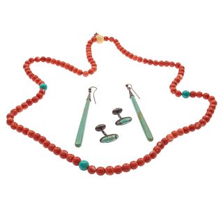 Collection of Coral, Turquoise, Sterling Silver Jewelry