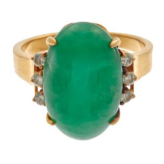 Jadeite Jade, Diamond, 18k Yellow Gold Ring
