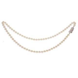 Cultured Pearl, Silver Necklace, Mikimoto