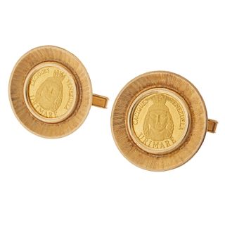 Pair of Caciques De Venezuela Coin, 18k Cufflinks