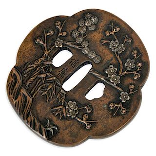 A Japanese Samurai Katana Bronze Tsuba. No. 1