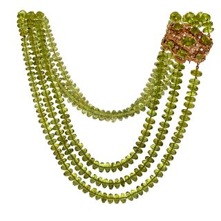 Peridot, Diamond, 14k Rose Gold Necklace