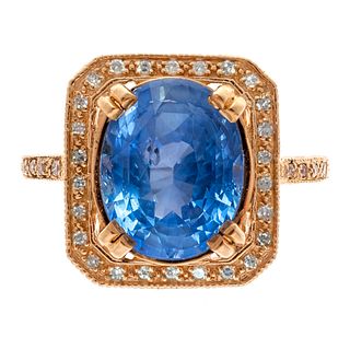 Ceylon No Heat Sapphire, Diamond, 18k Yellow Gold Ring