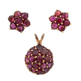 Ruby, 14k Yellow Gold Jewelry Suite