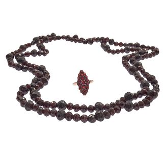 Collection of Vintage Garnet, 14k Gold Jewelry