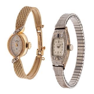 Collection of Two Ladies Vintage 18k, 14k, White Metal Watches
