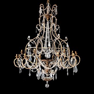 Fifteen Light Rococo Style Chandelier. Late 19th Century