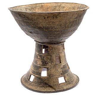 Korean Silla Style Ceramic Pedestal Warming Bowl