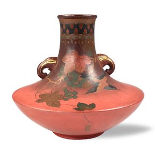 Japanese Cloisonne on Porcelain Vase, Meiji Period