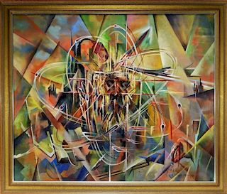 Martin Murray Abstract Cubist Christ O/C Painting