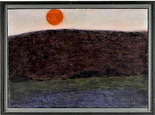 Tony Vevers Abstract Sunset Landscape O/C Painting
