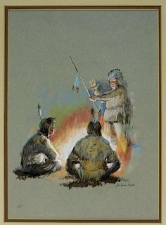 Joe Roberts Native American Campfire Painting