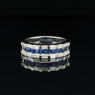 GOLD RING 18K 7.65 GR SAPPHIRES AND DIAMONDS - RNG30603