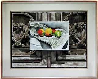 Sgd. Morales Contemporary Still Life WC Painting