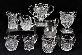 COLLECTION OF GLASS CREAMERS & MORE