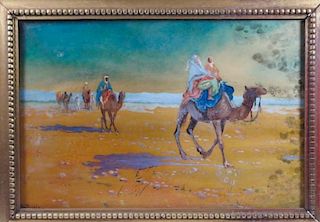 M. Boris Orientalist Landscape Oil & WC Painting