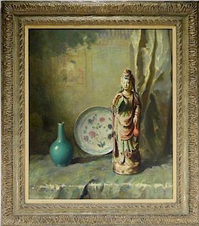 Aft. Emil Carlsen Oriental Still Life O/C Painting