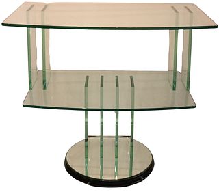 Mid Century Modern Italian Glass Shelves Table