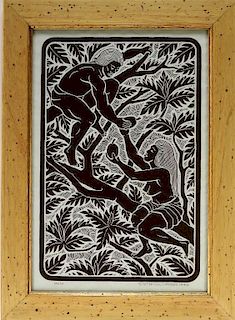 Dietrich Varez Contemporary Hawaiian Woodcut
