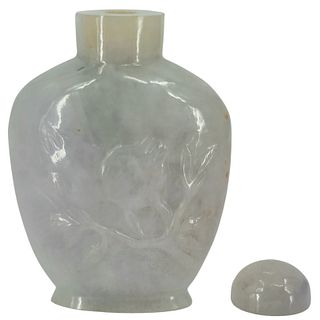 Important 20th C Jade Carved Snuff Bottle