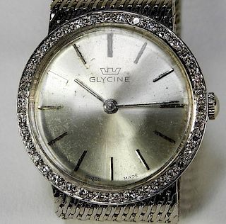 Glycine Ladies 14K White Gold Diamond Watch