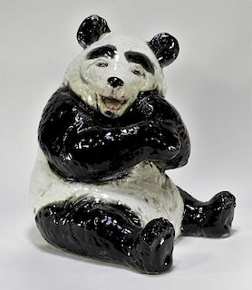 Italian Terracotta Art Pottery Panda Sculpture