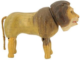 Antique Schoenhut Wood Carved Lion Toy