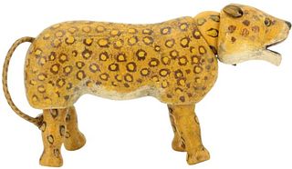Antique Schoenhut Wood Carved Glass Eyed Leopard