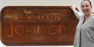 Howard Johnson Carved Mahogany Advertisement Sign
