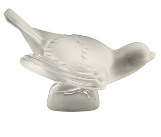 French Lalique Frosted Sparrow Wings Out