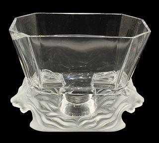 Lalique Crystal Lion Vase