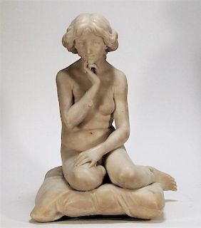 18C. Italian Baroque Female Nude Marble Sculpture