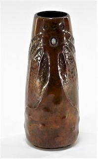 Ludwig Vierthaler Art Nouveau Cicada Copper Vase