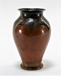 Ludwig Vierthaler Jugendstil Poppies Copper Vase