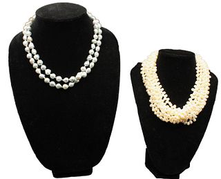 (2) Baroque and Freshwater Pearl Necklaces