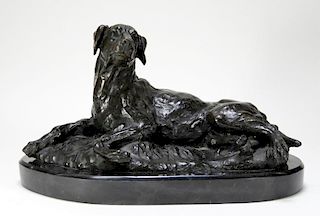 Aft. Antoine-Louis Barye Bronze Sculpture of Dog