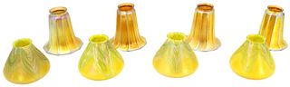 8 Glass Lampshades - 2 Sets of 4 - Gold/Green Hues